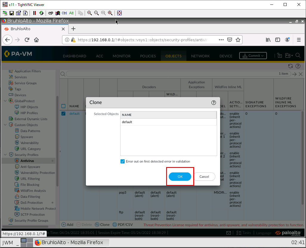 Cloning the Antivirus profile