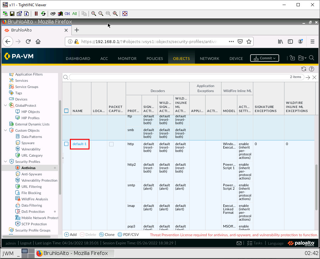 Verify the Antivirus profile