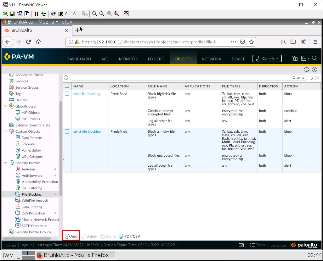 Add File blocking Profile