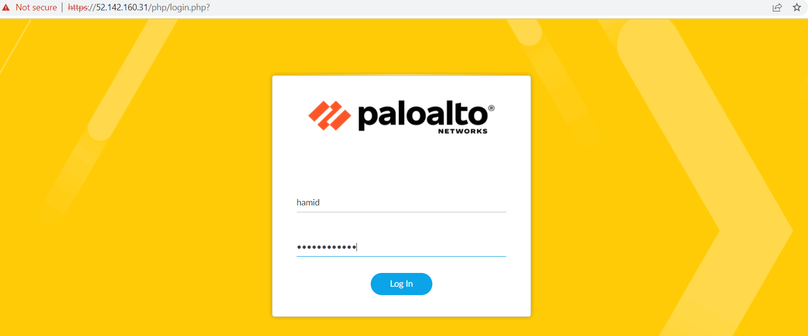 Palo Alto Firewall Credential Page