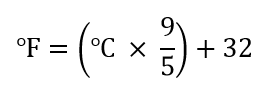 oF = (oC x 9/5) + 32