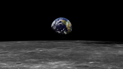 A view of Earth from the Moon.