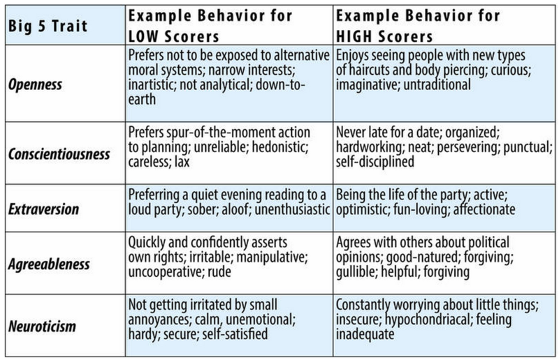 Big 5 Personality Traits With Examples