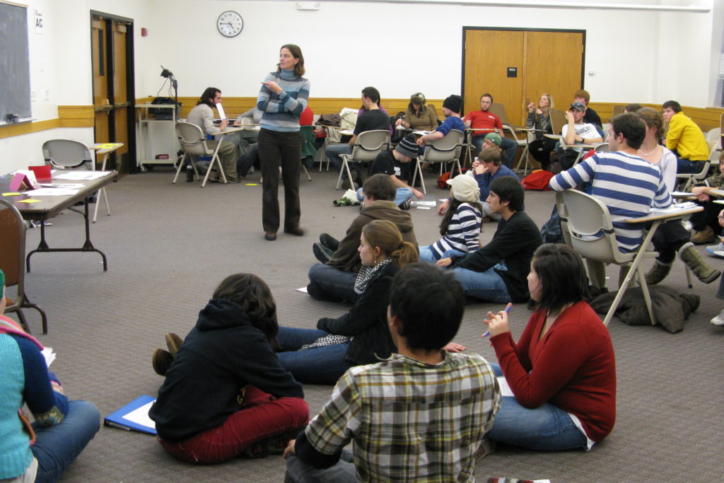 Faculty member teaching geology class