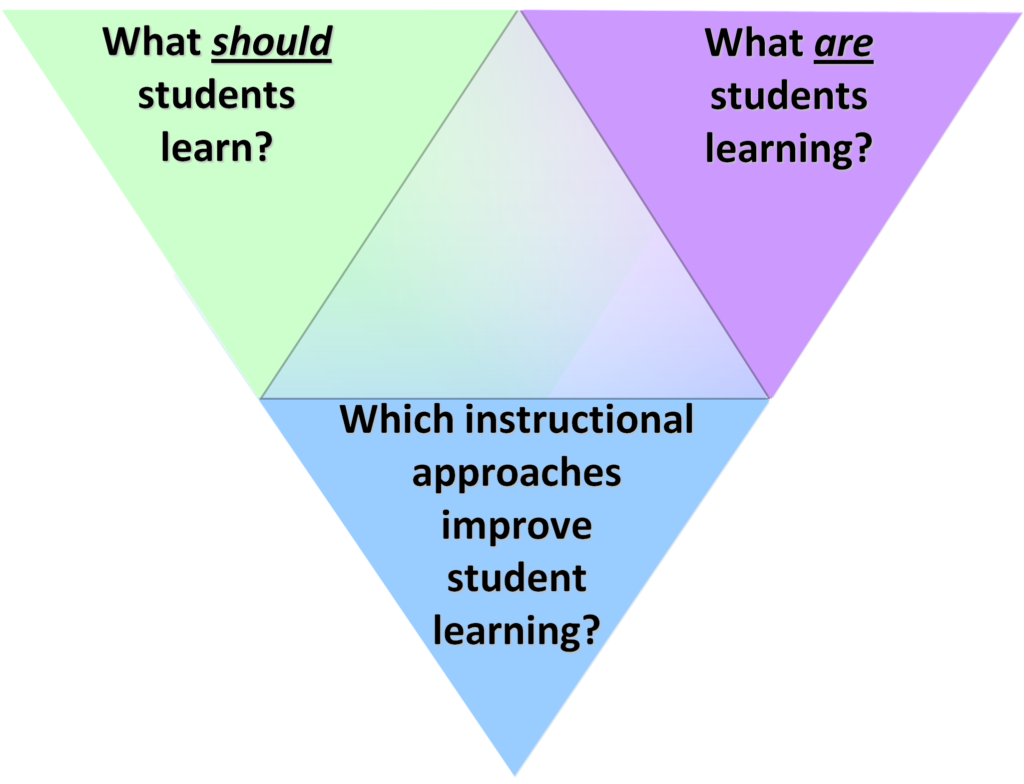 Triangle showing the three aspects to the SEI approach to course transformation.