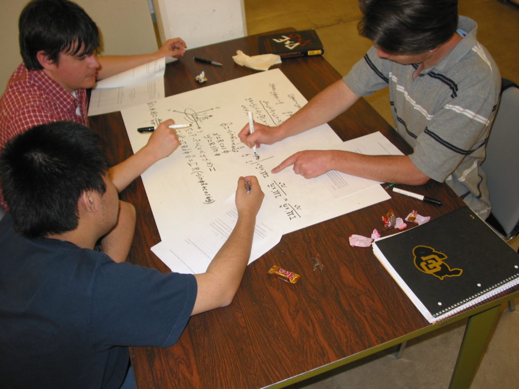 Students work on a physics tutorial.