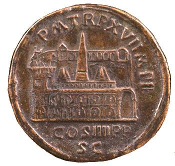 Coin depicting the Circus Maximus