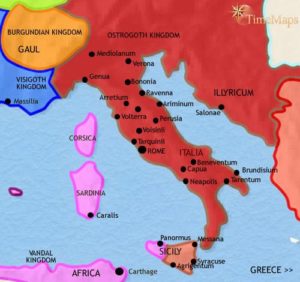 Map of Italy at 500AD (https://www.timemaps.com/history/italy-500ad/)