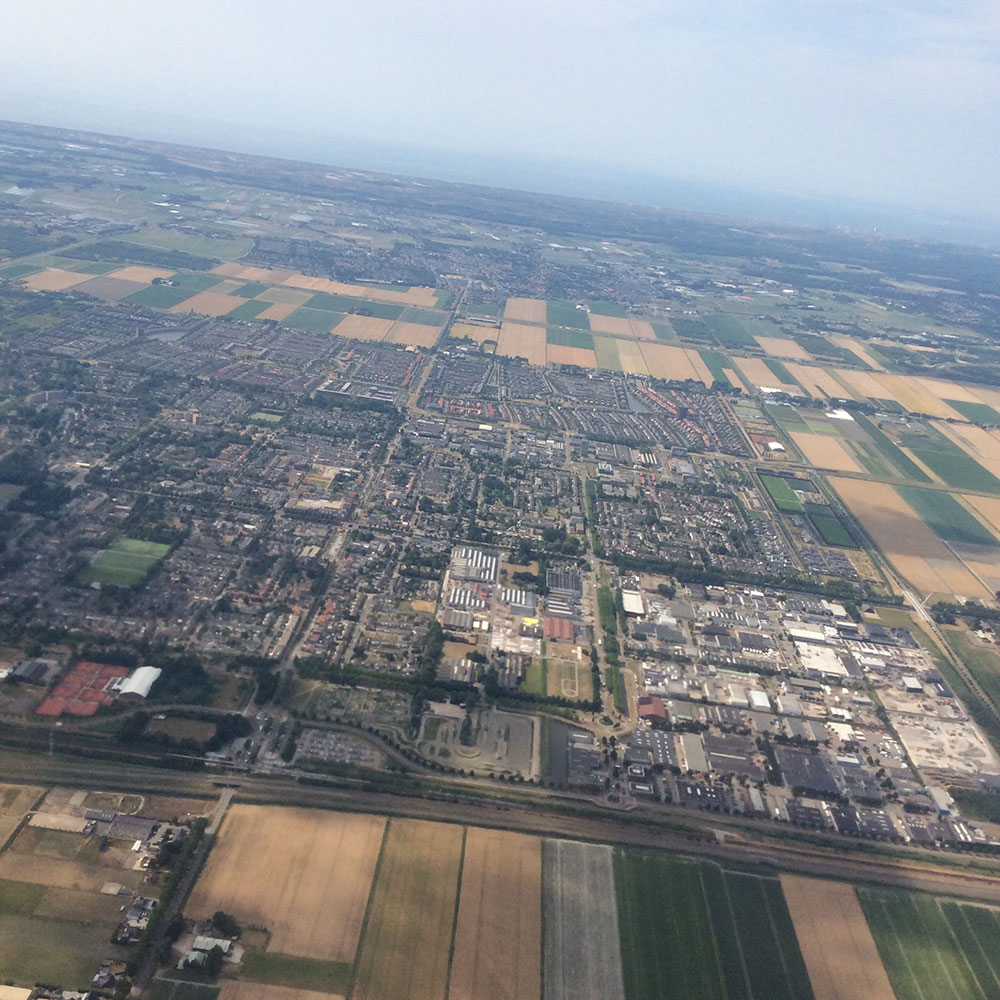 Street and countryside aerial view of the Netherlands