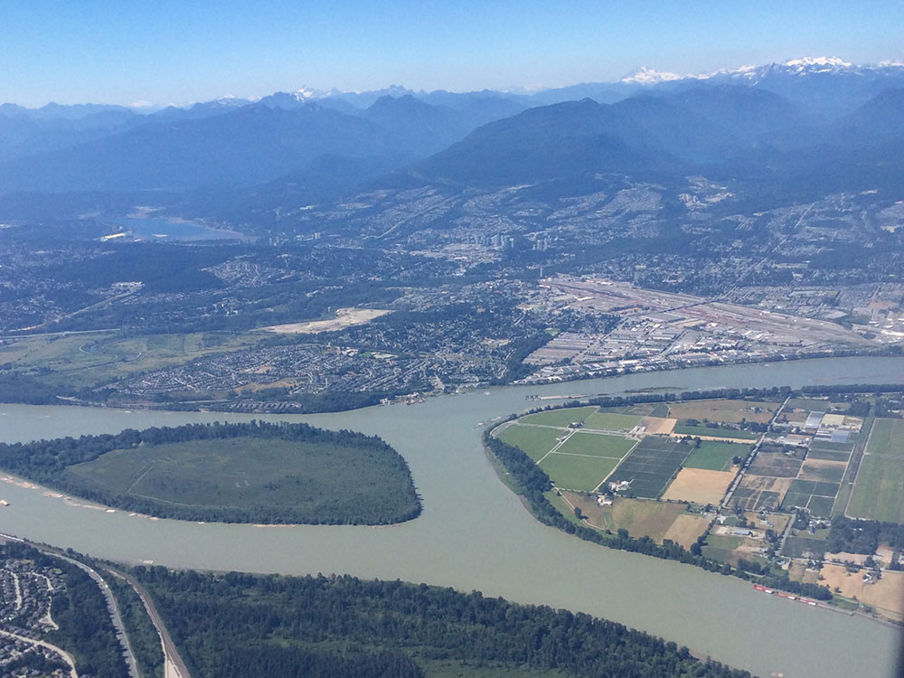 River and city landscape aerial view