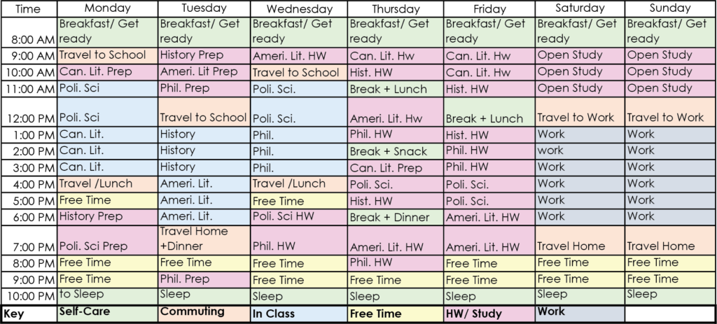 Create A Weekly Schedule That Works University 101 Study Strategize 