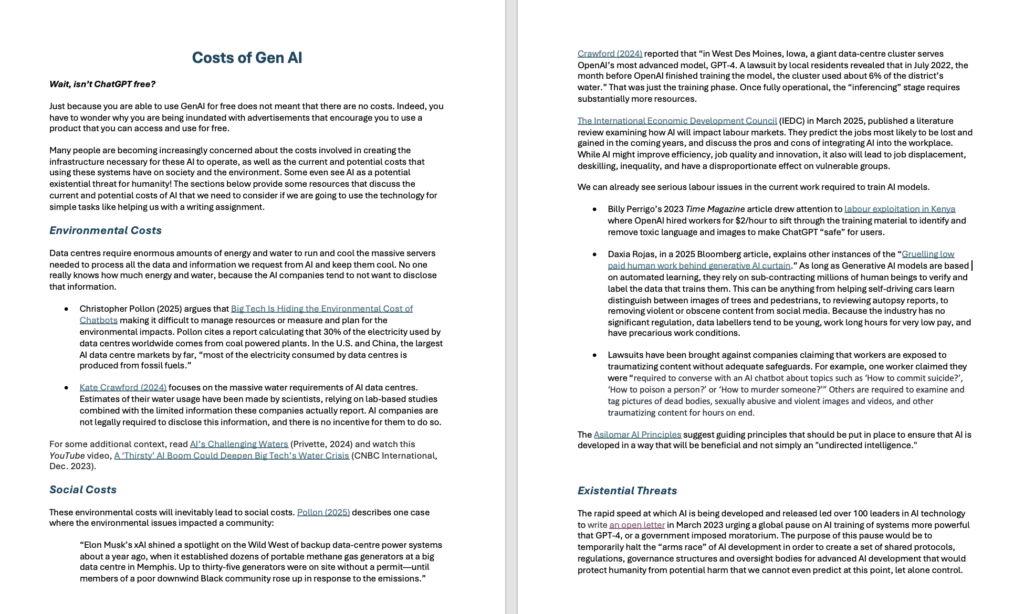 2 pages of a document formatted using headings and lists