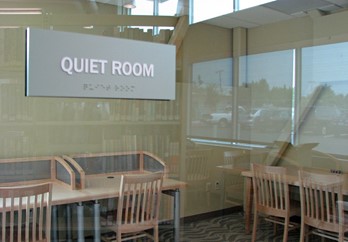 A room with the sign on the wall that reads "Quiet Room."