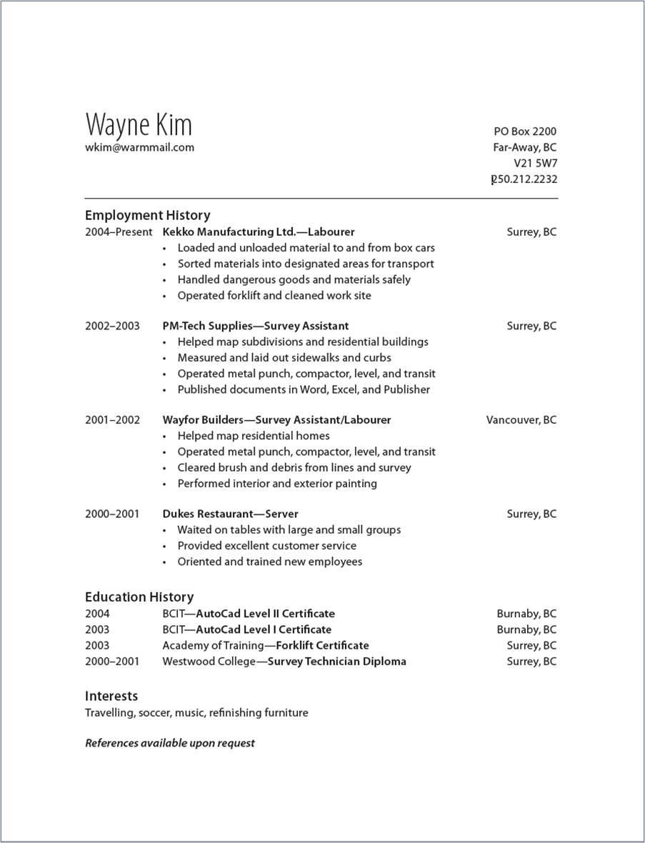 sample chronological resume