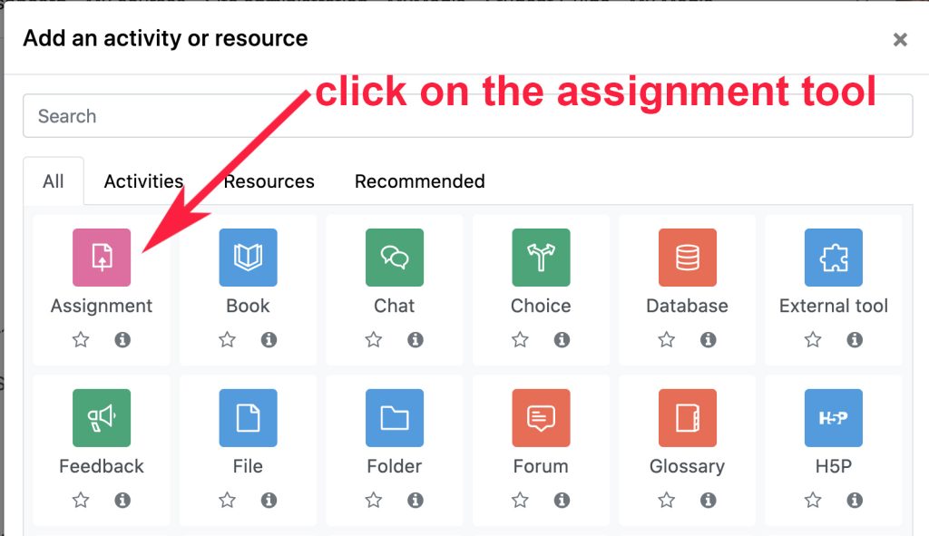 Select the Assignment Tool icon
