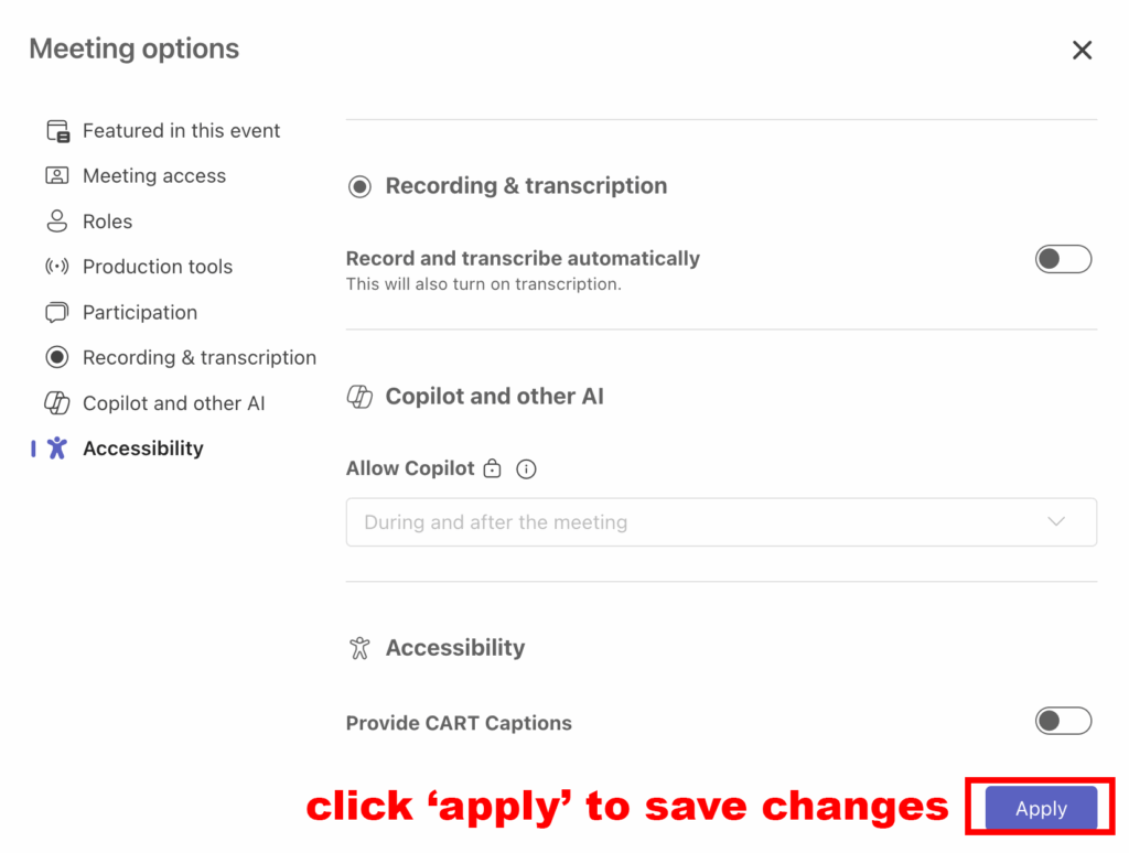 apply changes button