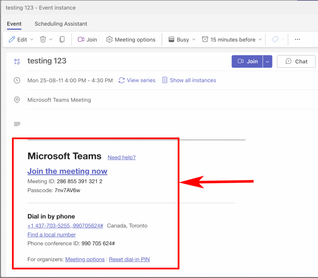 find and share the teams link