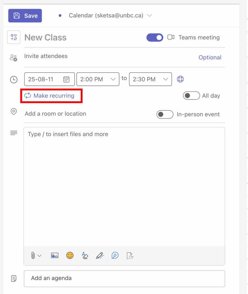 make recurring class