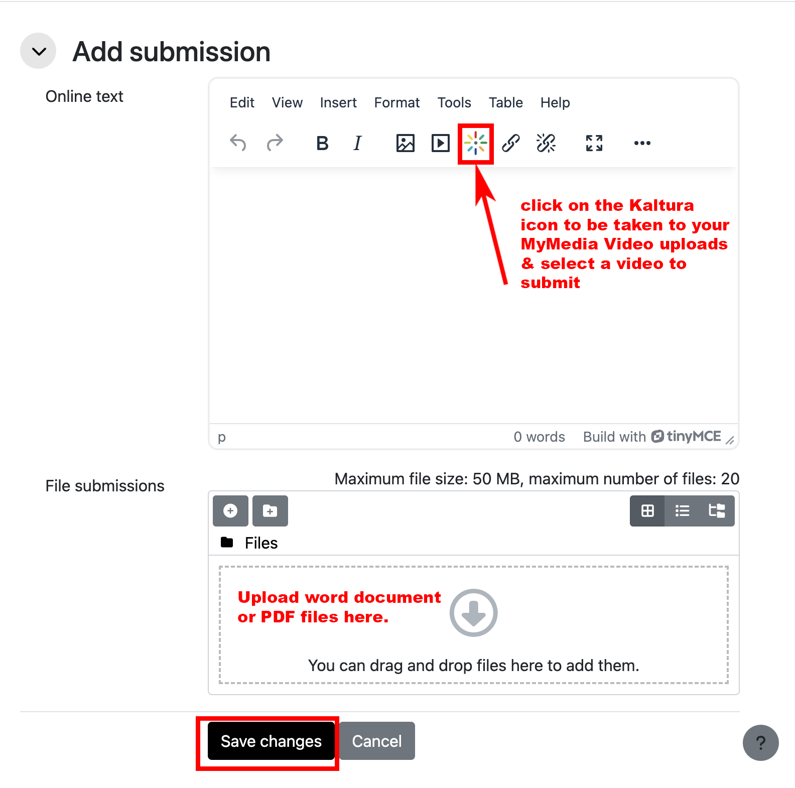 add video assignment submission
