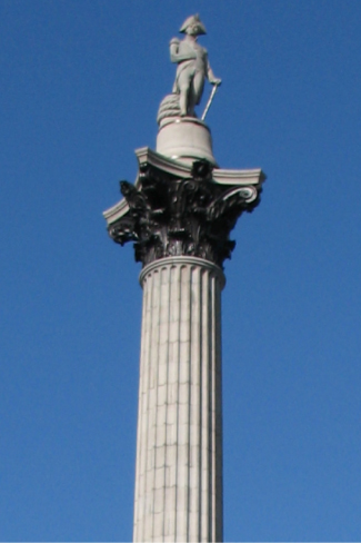 Picture shows a photograph of Nelson’s Column in Trafalgar Square.