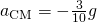 {a}_{\text{CM}}=-\frac{3}{10}g