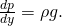 \frac{dp}{dy}=\text{−}\rho g.