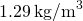 1.29\phantom{\rule{0.2em}{0ex}}{\text{kg/m}}^{3}