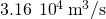 3.16\phantom{\rule{0.2em}{0ex}}×\phantom{\rule{0.2em}{0ex}}{10}^{\text{−}4}\phantom{\rule{0.2em}{0ex}}{\text{m}}^{3}\text{/s}