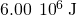 6.00\phantom{\rule{0.2em}{0ex}}×\phantom{\rule{0.2em}{0ex}}{10}^{6}\phantom{\rule{0.2em}{0ex}}\text{J}