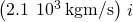 \text{−}\left(2.1\phantom{\rule{0.2em}{0ex}}×\phantom{\rule{0.2em}{0ex}}{10}^{3}\phantom{\rule{0.2em}{0ex}}\text{kg}·\text{m/s}\right)\stackrel{^}{i}