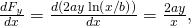 \frac{d{F}_{y}}{dx}=\frac{d\left(2ay\phantom{\rule{0.2em}{0ex}}\text{ln}\left(x\text{/}b\right)\right)}{dx}=\frac{2ay}{x},