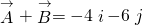 \stackrel{\to }{A}+\stackrel{\to }{B}=-4\stackrel{^}{i}-6\stackrel{^}{j}