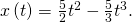 x\left(t\right)=\frac{5}{2}{t}^{2}-\frac{5}{3}{t}^{3}.