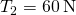 {T}_{2}=60\phantom{\rule{0.2em}{0ex}}\text{N}