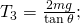 {T}_{3}=\frac{2mg}{\text{tan}\phantom{\rule{0.2em}{0ex}}\theta };