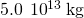 5.0\phantom{\rule{0.2em}{0ex}}×\phantom{\rule{0.2em}{0ex}}{10}^{13}\phantom{\rule{0.2em}{0ex}}\text{kg}