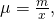 \mu =\frac{\text{Δ}m}{\text{Δ}x},