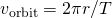 {v}_{\text{orbit}}=2\pi r\text{/}T