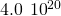 4.0\phantom{\rule{0.2em}{0ex}}×\phantom{\rule{0.2em}{0ex}}{10}^{20}