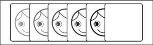 Lea contrast chart showing different levels of contrast of a drawing of a face