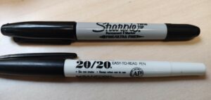 Sharpi and 20/20 Easy to read pen