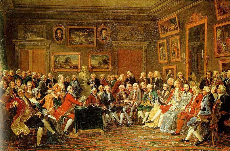 Painting of an Enlightenment salon run by Marie Thérèse Rodet Geoffrin.