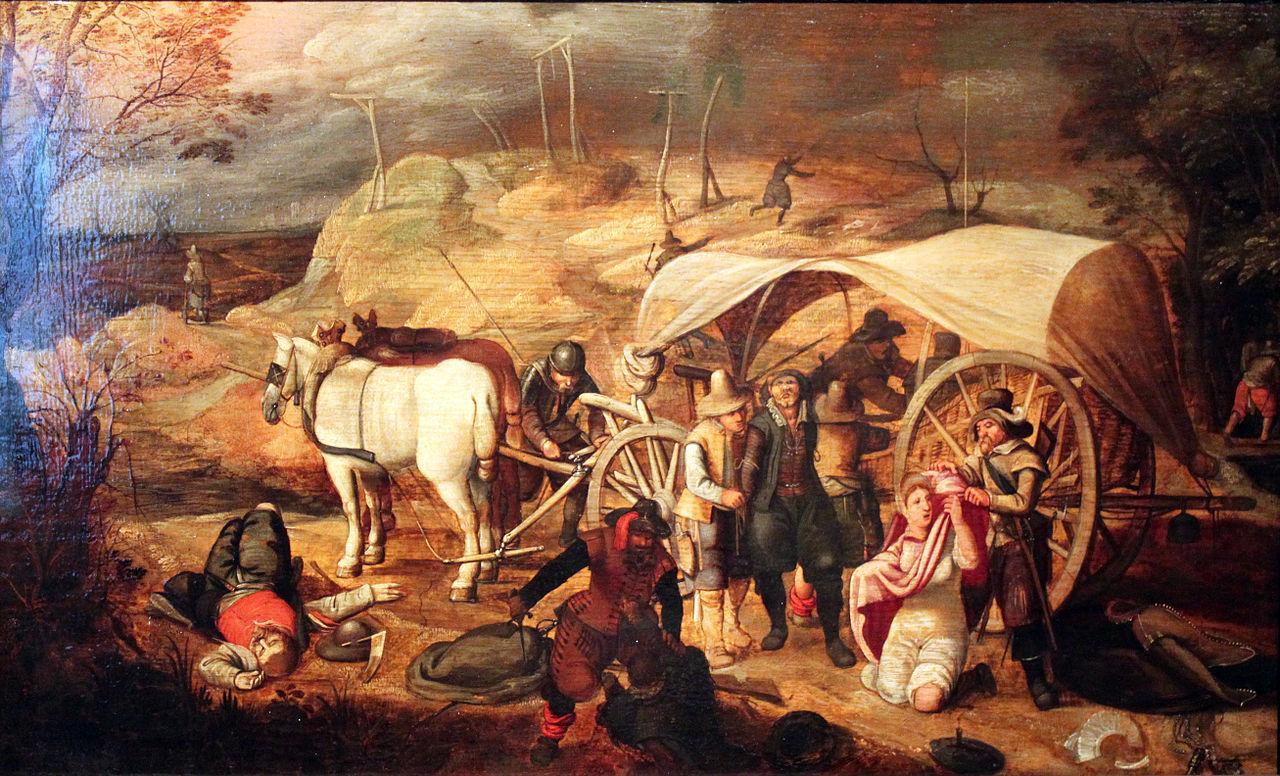 Image of soldiers robbing, murdering and raping peasants during the Thirty Years' War.