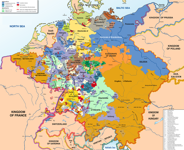Map of the Holy Roman Empire in 1789.