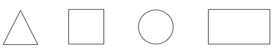 a triangle, a square, a circle, a rectangle