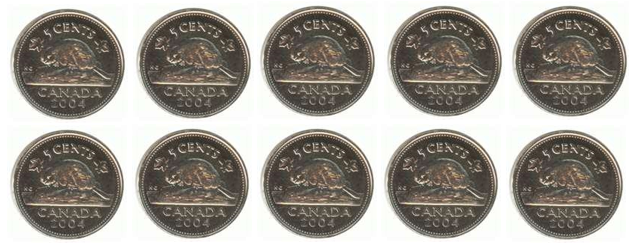 Ten nickles.