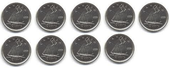 Nine dimes.