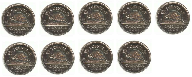 Nine nickles.