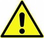 a warning sign with three sides and three angles