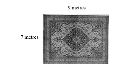 a rectangle with length is 9 metres, width is 7 metres